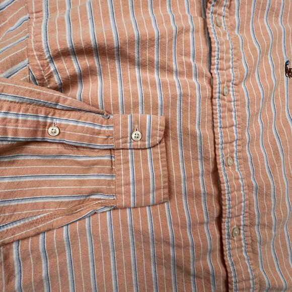 Ralph Lauren Button Up Shirt Cotton Mens Size Small Classic Fit Orange Striped - Picture 7 of 11
